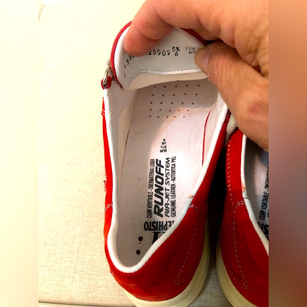 Mephisto Allrounder Sneakers, Red Nubuck and Cotton Canvas. Woman’s Size 8 - Picture 2 of 12